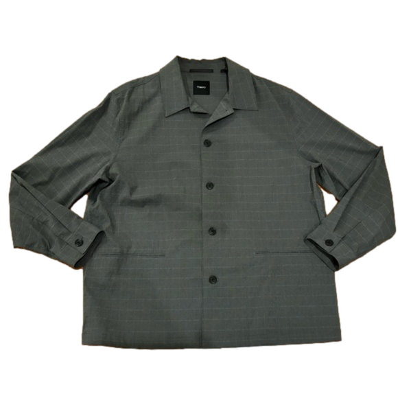THE0RY SELK KELSO SEERSUCKER MINIMALIST NORMCORE CHORE SHIRT JACKET EUC XXL - Picture 3 of 13